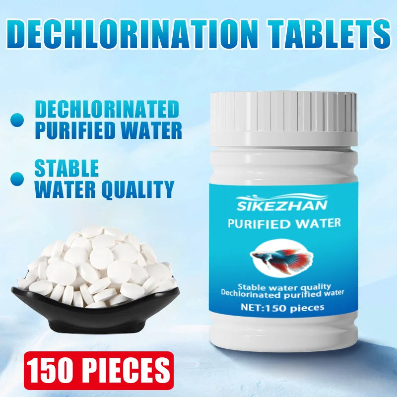 Fish Tank Water Treatment Set: Nitrifying Bacteria Tablets & Liquid, Anti‑Algae Tabs, Odor Remover, Dechlorinator Tablets