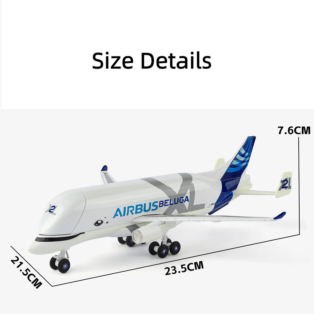 1/72 Scale Beluga A300-600ST Alloy Large Super Transport Airplane Sound Light Decoration for Collections Displays Toys For Boy