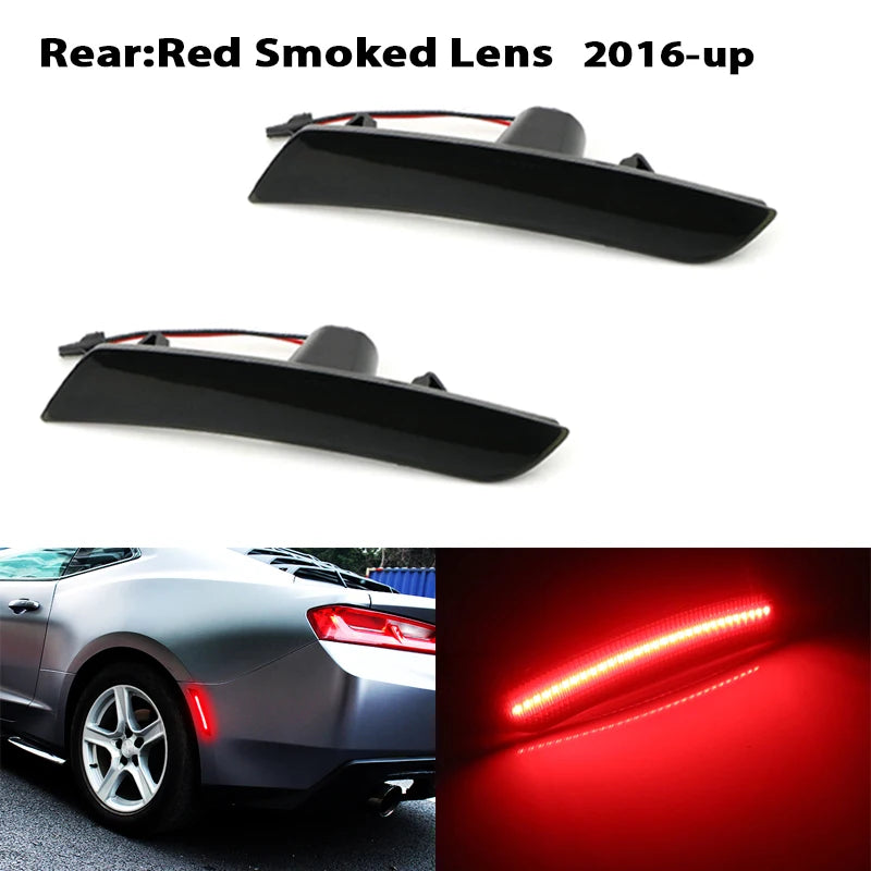 iJDM Amber/Red Front/Rear bumper Full LED Side Marker Light Kit For Chevy Camaro,Replace OEM Turn SignalLights/Driving Lights