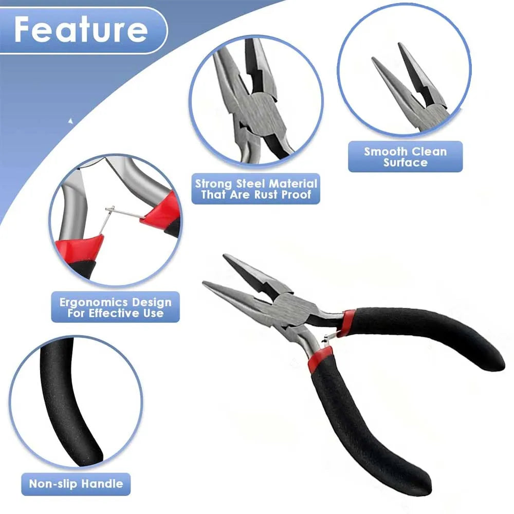 3-1pcs Making Pliers Set, Steel Crafting Tools, with Round Nose, Pointed, and Slant Tip, for Beading and Metalwork