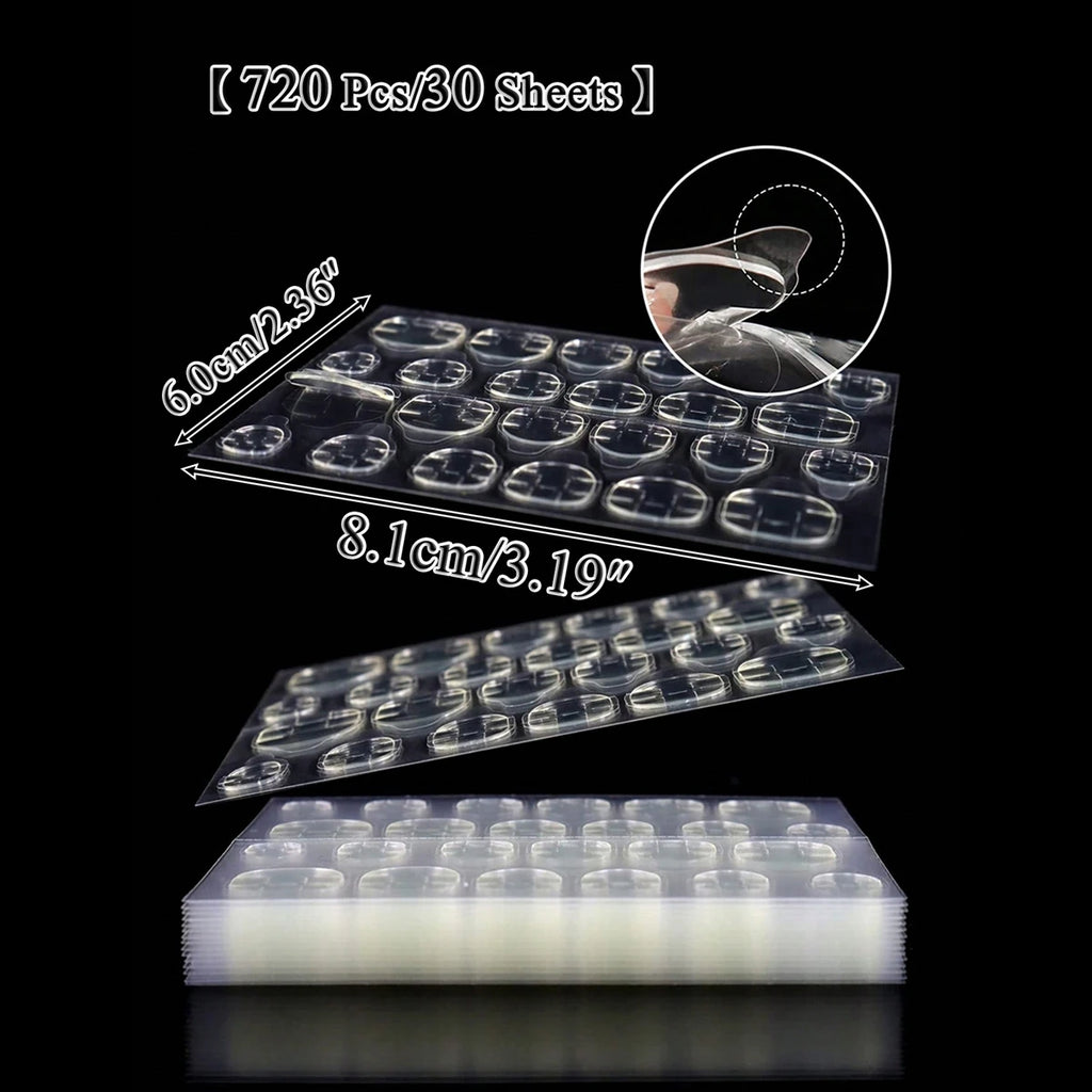 30 TO 160 Sheets Transparent Nail Adhesive Jelly Double-Sided Glue Stickers for Press On Nails & False Nails (24 Pills/Sheet)