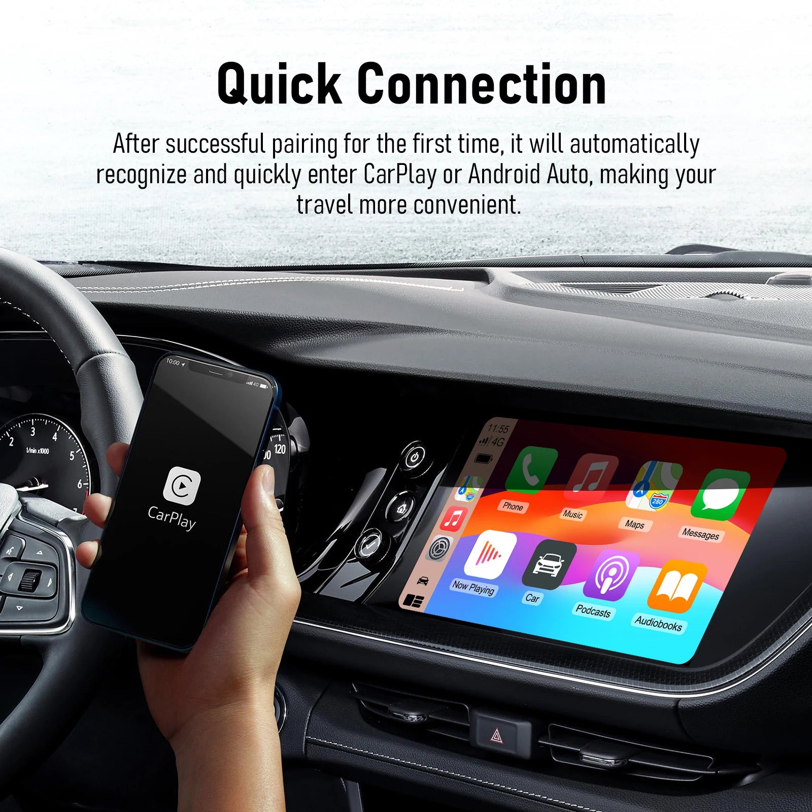 Carbitlink Easylink Easyconnection To Wireless CarPlay Android Auto 2 in 1 Adapter Plug & Play Auto Connect Fit for Chinese Car