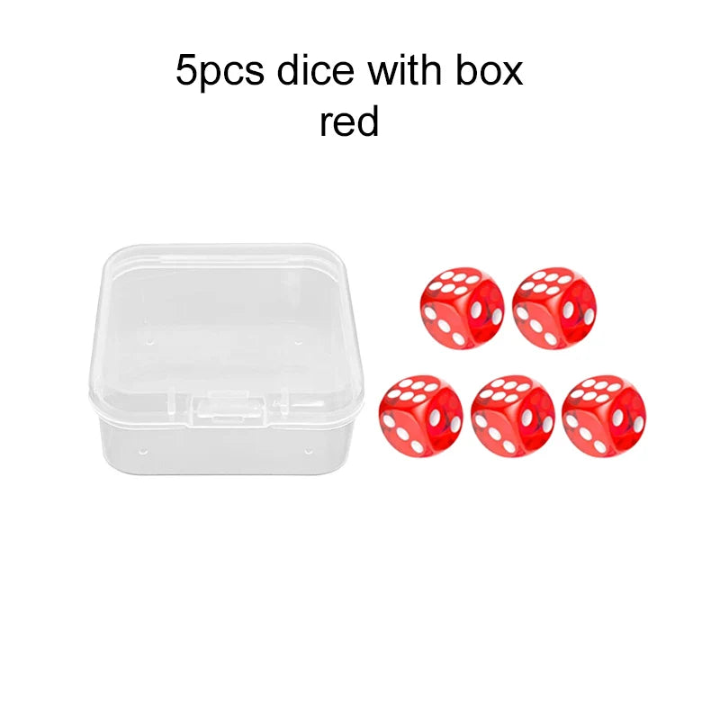 5pcs Six Sided Dice 14mm with Storage Box Transparent Color Acrylic Entertainment Board Game Accessories Gambling Props TMZ