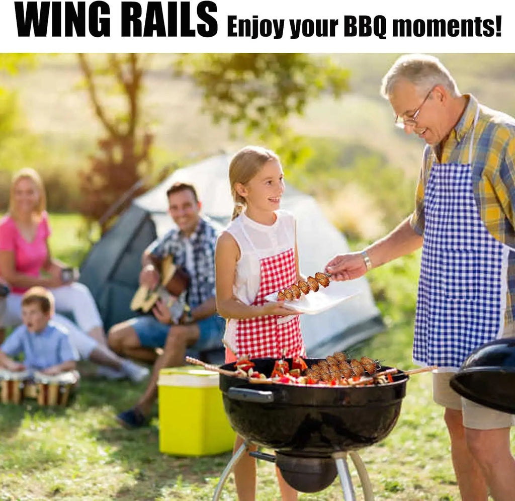 Stainless Steel Wing Rails Grilling Skewer Bbq Reusable Barbecue Tools Chicken Wings And Kabobs Perfect Outdoor Grilling Camping