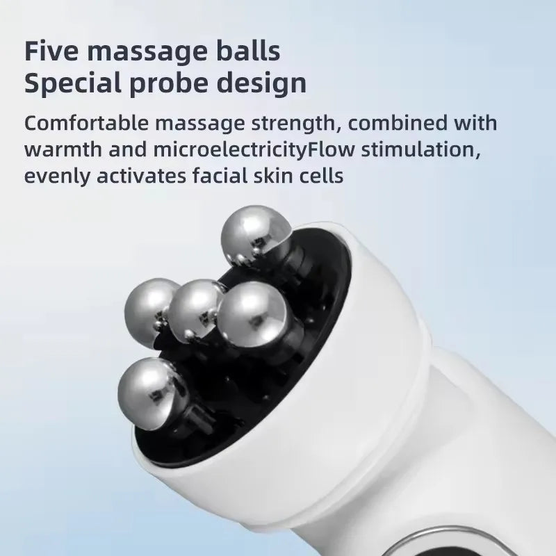 New Facial Roller Massager EMS LED Phototherapy Rotary Massage Heating Introduction For Fine Pores Reduction Fine Lines