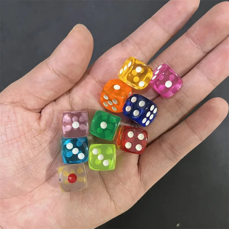 50pcs/Pack High Quality New 12mm Acrylic Transparent D6 Point Dice #12 Round Corner Boutique Dice