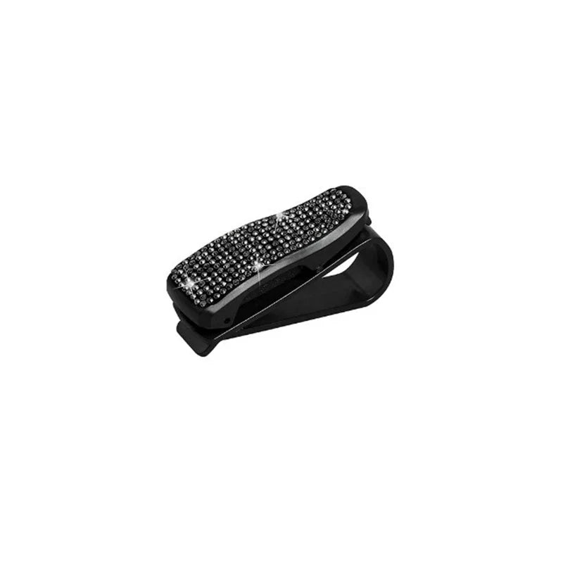 Car Visor Rhinestone Sunglasses Holder Portable Universal Myopia Glasses Holder Multi-function Ticket Holder Car Accessories