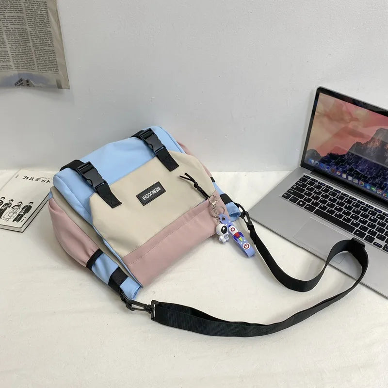 Japanese Simple Men Messenger Bag Korean Bag Student Nylon Waterproof Canvas Bag Tide Shoulder Crossbody Bags for Women Satchel