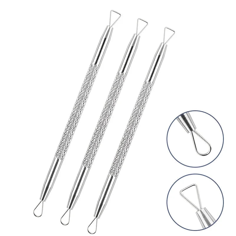 Double-Headed Stainless Steel Blackhead Remover - Effective Pimple Extractor for Oily Skin Unscented, Durable, and Easy to Clean