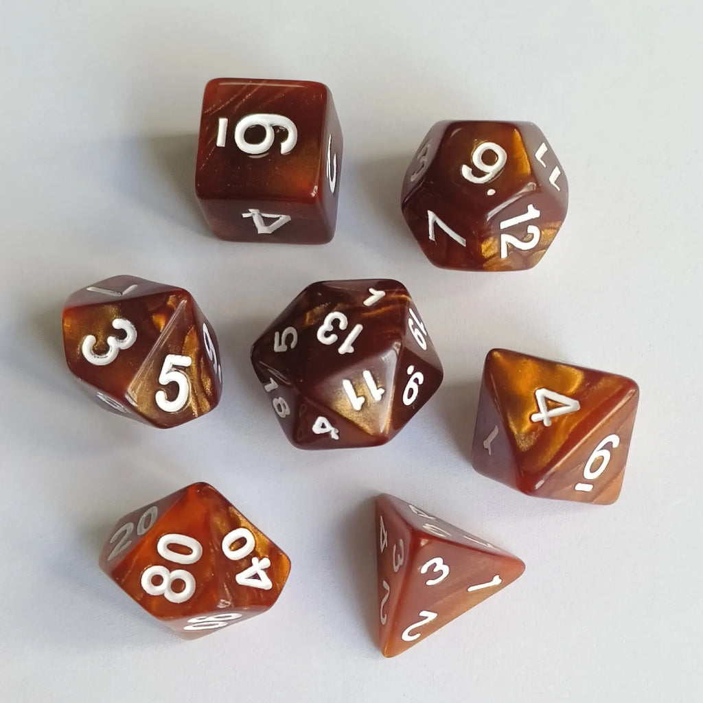 7pcs/set Colorful Pearl Pattern Polyhedral Dice Number Dice Kit for DND PRTG RPG Running Team Table Board Game Dnd Dice Set