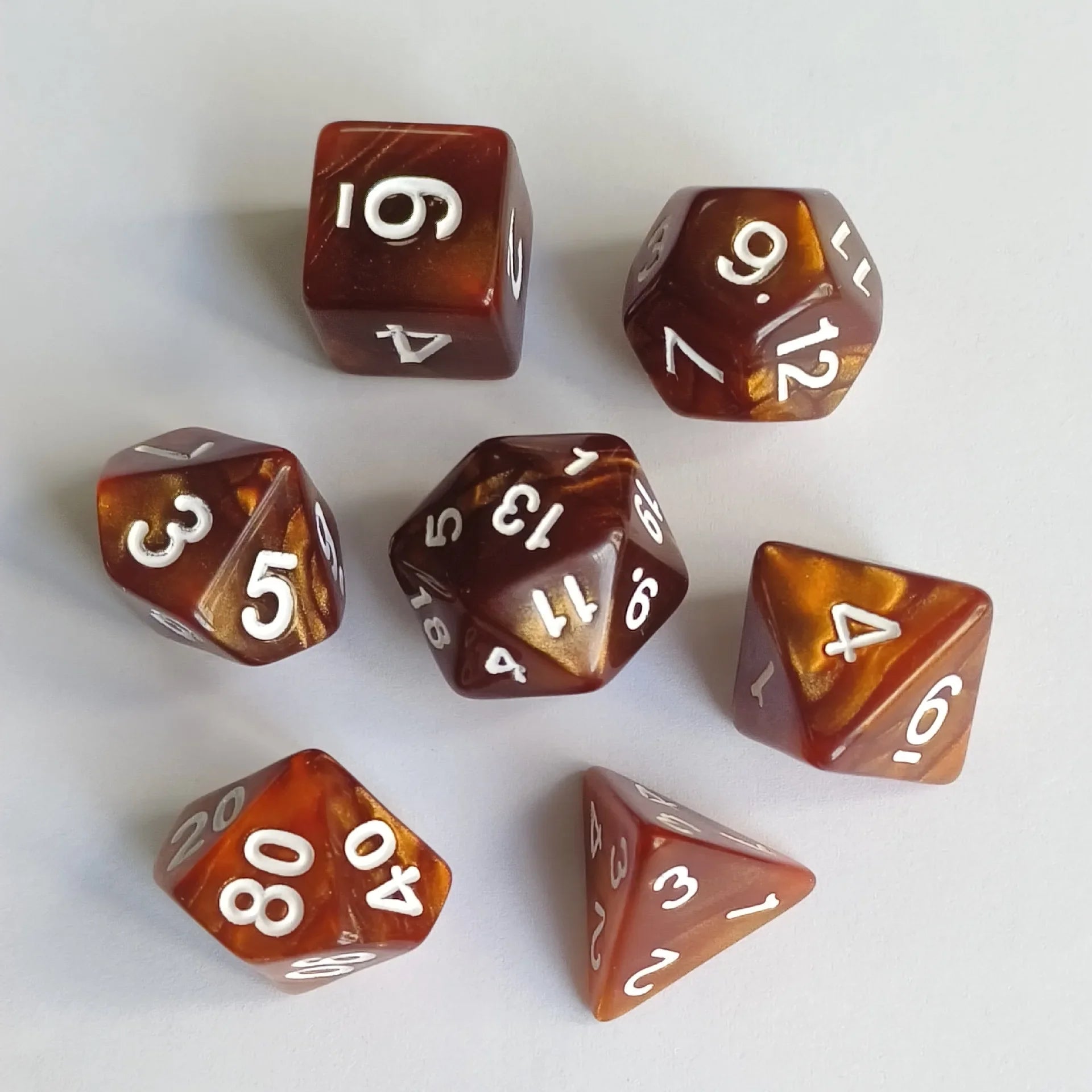 7pcs/set Colorful Pearl Pattern Polyhedral Dice Number Dice Kit for DND PRTG RPG Running Team Table Board Game Dnd Dice Set