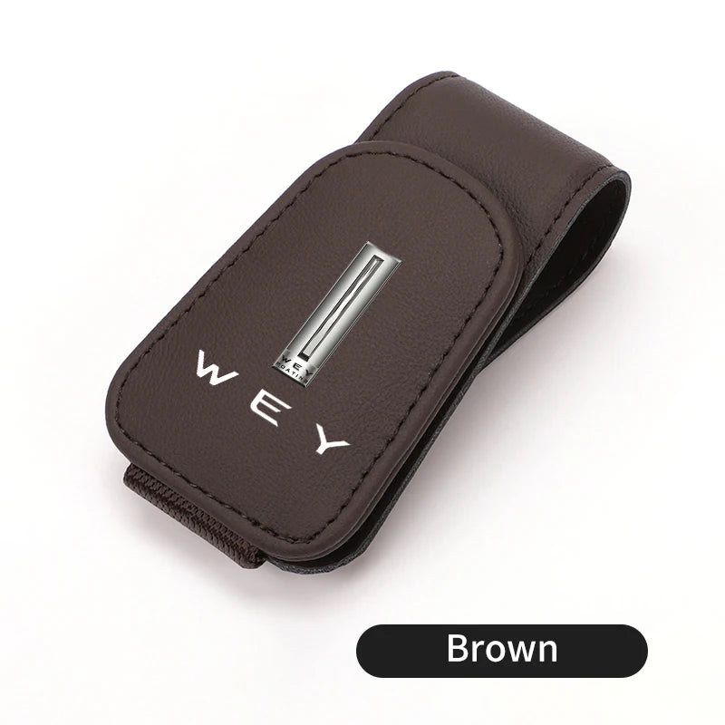 For WEY Car Visor Glasses Clip Leather Hidden Card Slot Organizer Tank 300 VV6 VV5 VV7 GT Mocha Splash Guard Mudguards