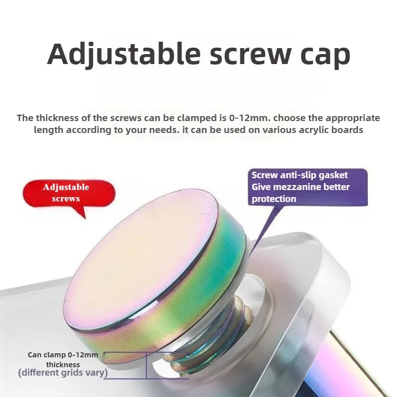 4Pcs Rainbow acrylic Picture Frame Glass Sign Standoff Nail Wall Mount Standoff Holder Stainless Steel Advertise Fixing Screw