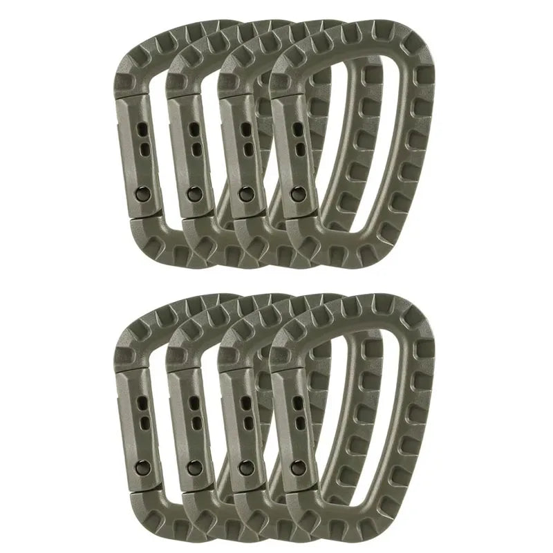 4/8/16pcs Tactical Plastic Carabiner Clip Keychain D-Shape Hard Spring Snap Gear Hook Outdoor Camping Hiking EDC Tools
