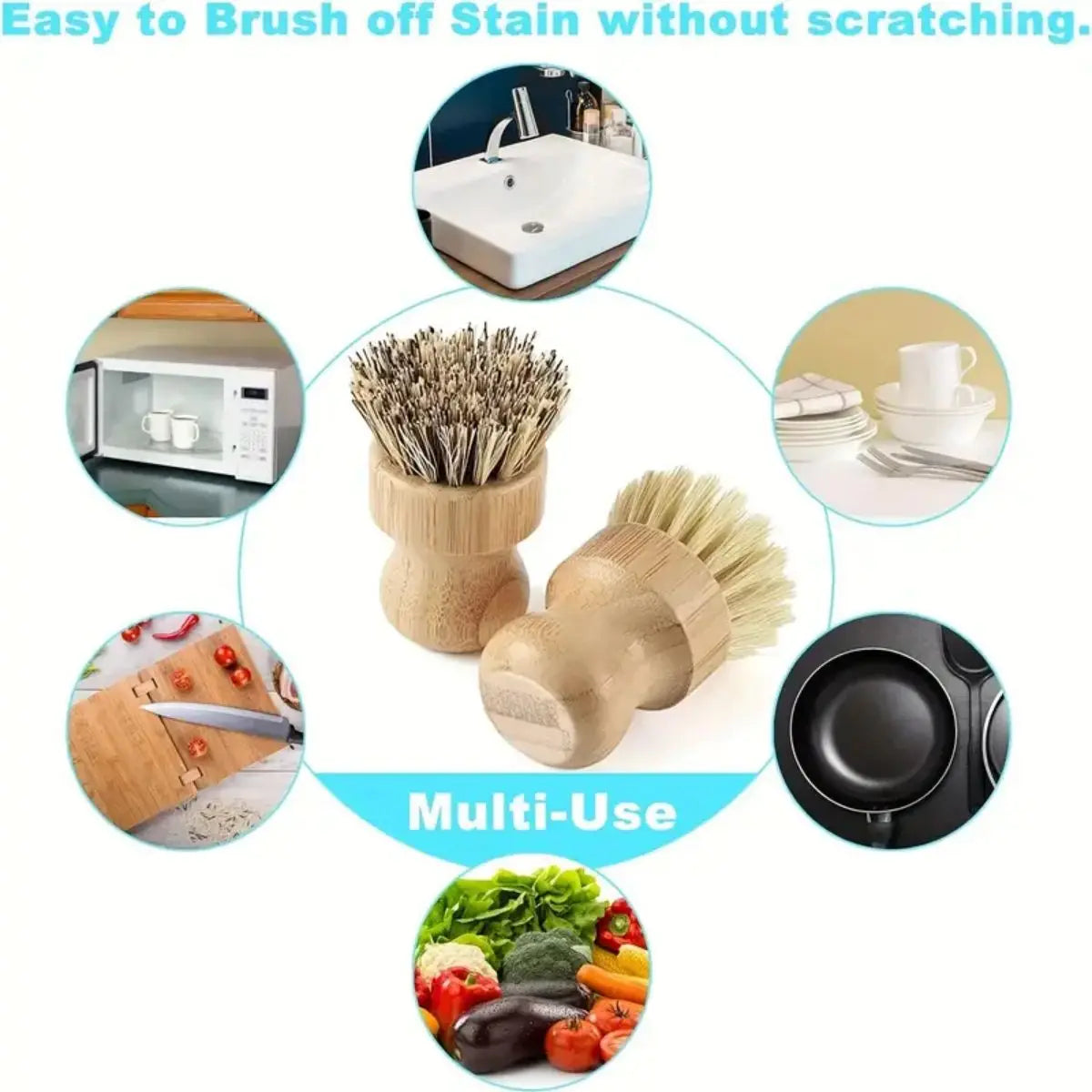 1/2/3pcs Multi-Functional Kitchen Cleaning Brush Set - Effective Dish Brush, Heavy-Duty Pot Brush, Durable Construction
