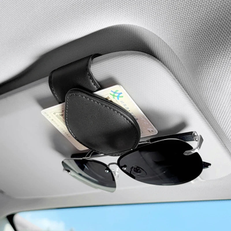 Leather Sunglasses Clip Sun Visor Car Interior Card Ticket Fastener Portable Sunglasses Holder Clips Auto Interior Accessories