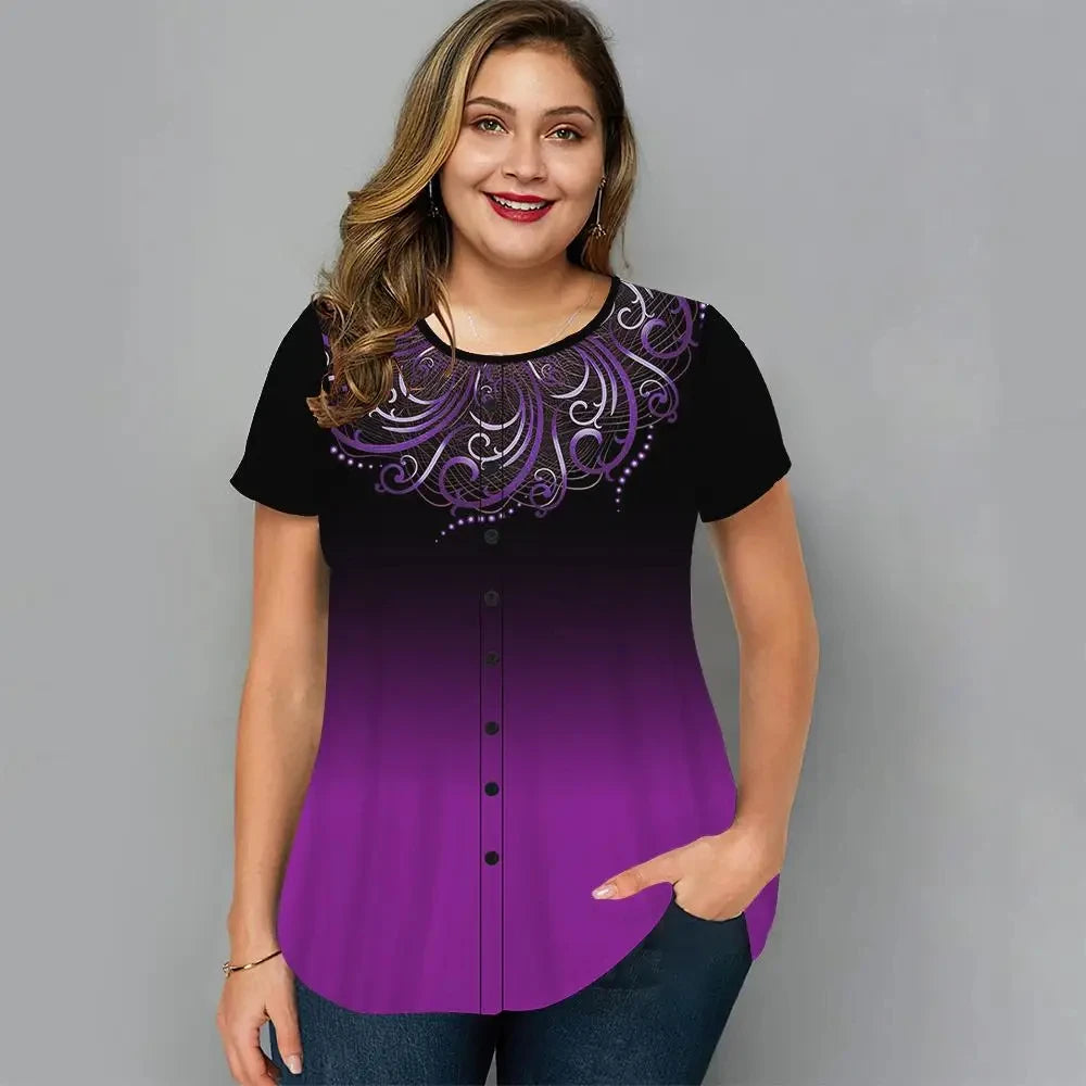Summer Fashion 3D Printed Women's Short-sleeved T-shirt Harajuku Plus Size Casual Shirt Round Neck Women's Street Top T-shirt
