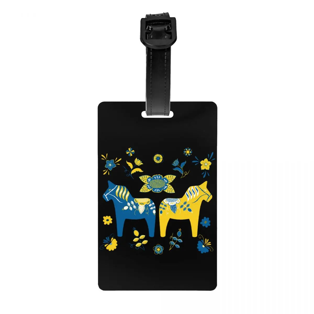 Custom Swedish Folk Cats Luggage Tag With Name Card Privacy Cover ID Label for Travel Bag Suitcase