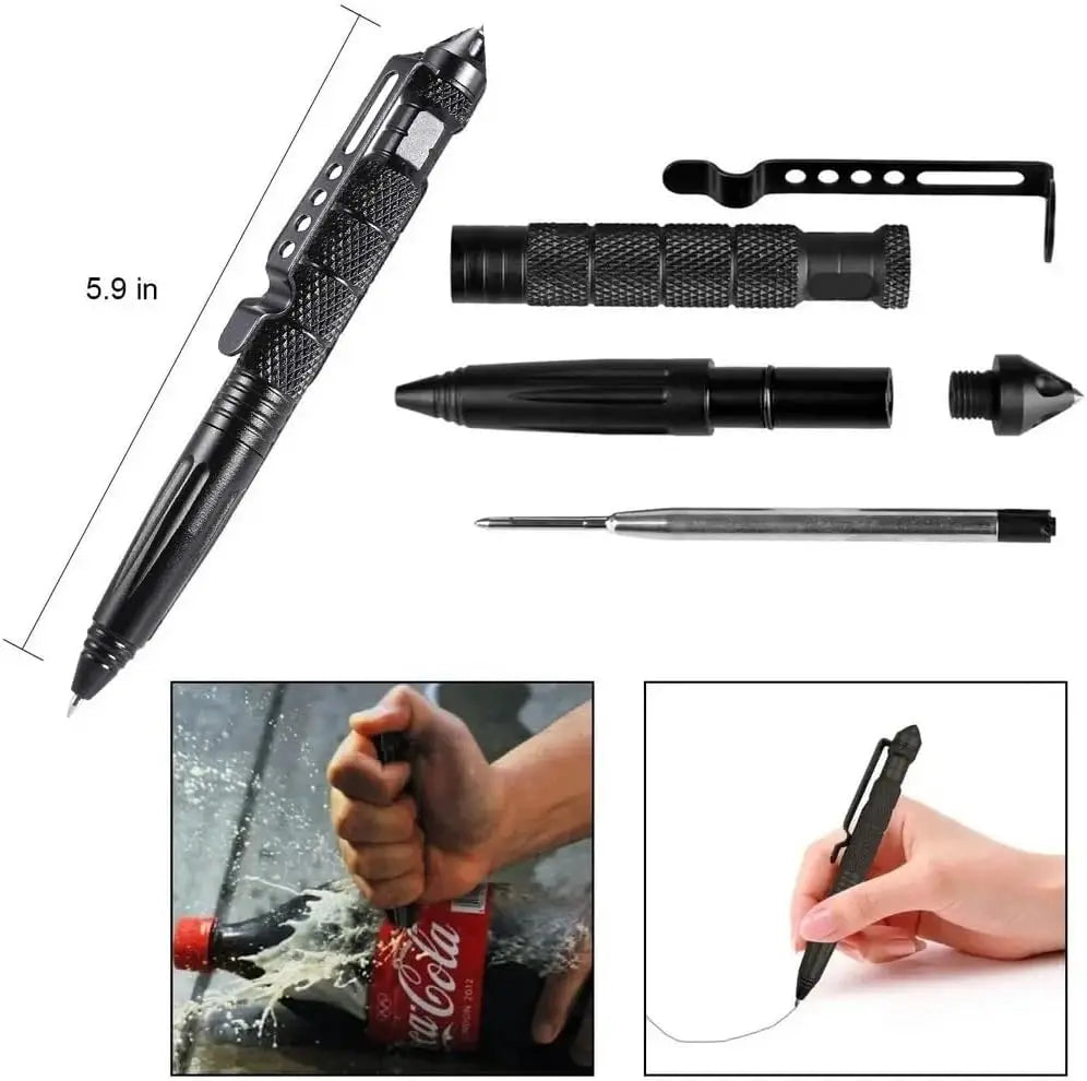 Tactical Pen Aluminum Alloy Outdoor Camping Security Survival Tools Emergency Glass Breaker Pen Camping Self-defense Supplies