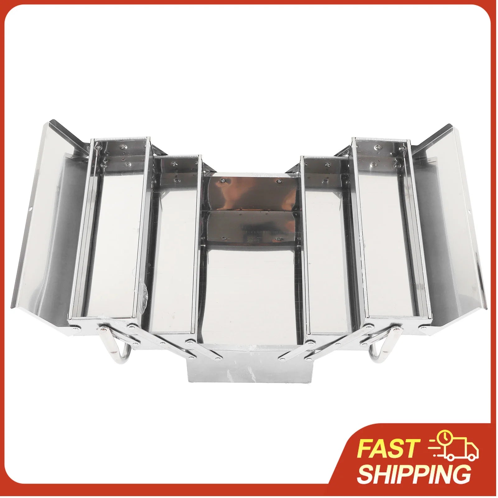 3 Layer 5 Tray Cantilever Tool Box Metal Folding Portable Auto Maintenance Tool Storage Box Organizer Stainless Steel