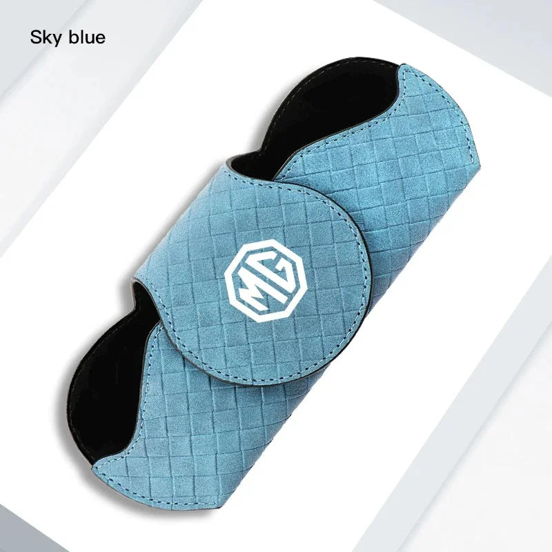1Pc Woven Suede Car Sun Visor Sunglasses Holder for MG ZS EV HS EHS PHEV MG3 MG4 MG5 MG6 MG7 GT Dual Slot Eyeglass Storage Case