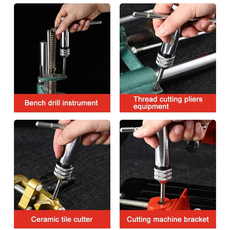 Ratchet T Handle Tap Wrench Machine Screw Thread Milling T-shape Taps Both Way Hand Tap Set Adjustable Manual Tapping for Home U
