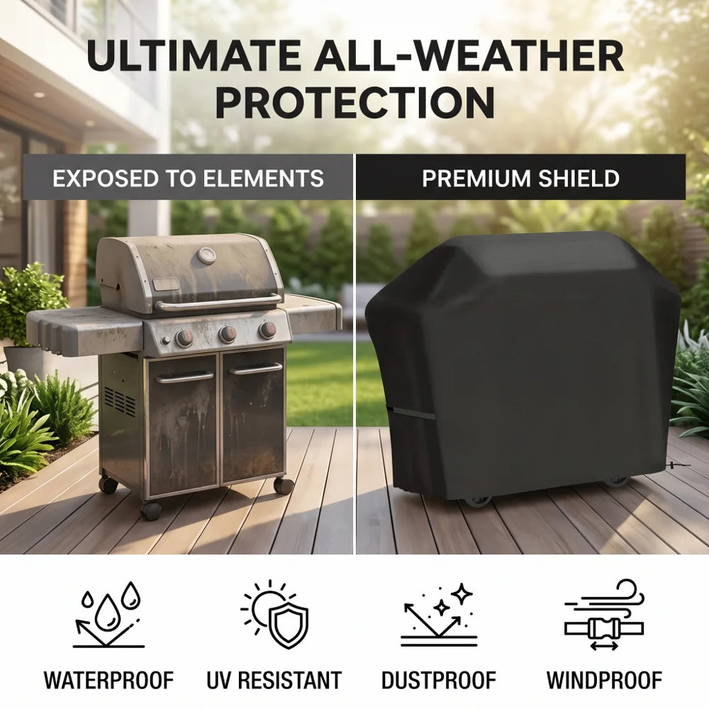 Universal Grill Cover Multi-Size, 210D Oxford Polyester, Heavy-Duty Grill Cover Fits All Grills (Fits Weber/Brinkmann Etc.)