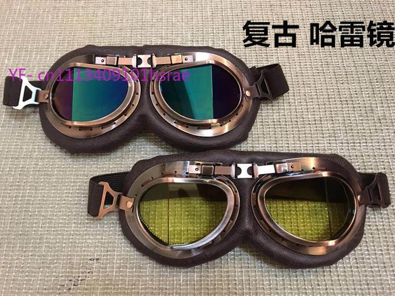 Vintage Motorcycle Goggles UV Protection Windproof Dustproof for Electric Bike Helmet
