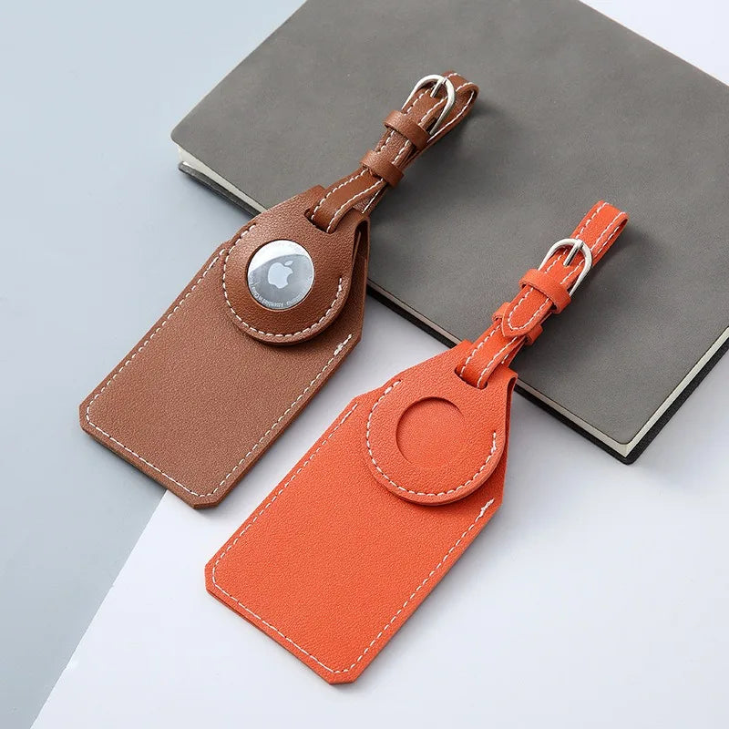 Leather Luggage Tags for AirTag Cases Anti-loss Travel Luggage Tags with Card Holders
