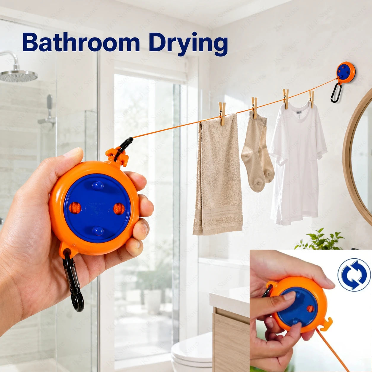 10M Retractable Travel Clothesline Portable Drying Rope Windproof Anti Slip Laundry Line for Balcony Home Camping