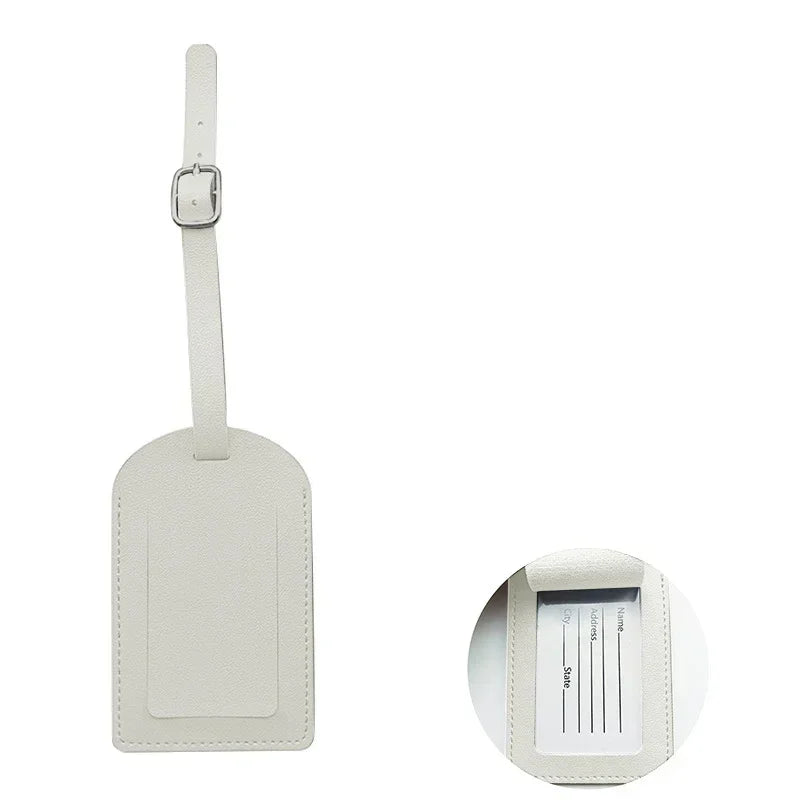 1PC PU Leather Luggage Tag Women Men Flight Holiday Travel Accessories Suitcase Tags Name ID Address Lable Bag Tags for Luggage