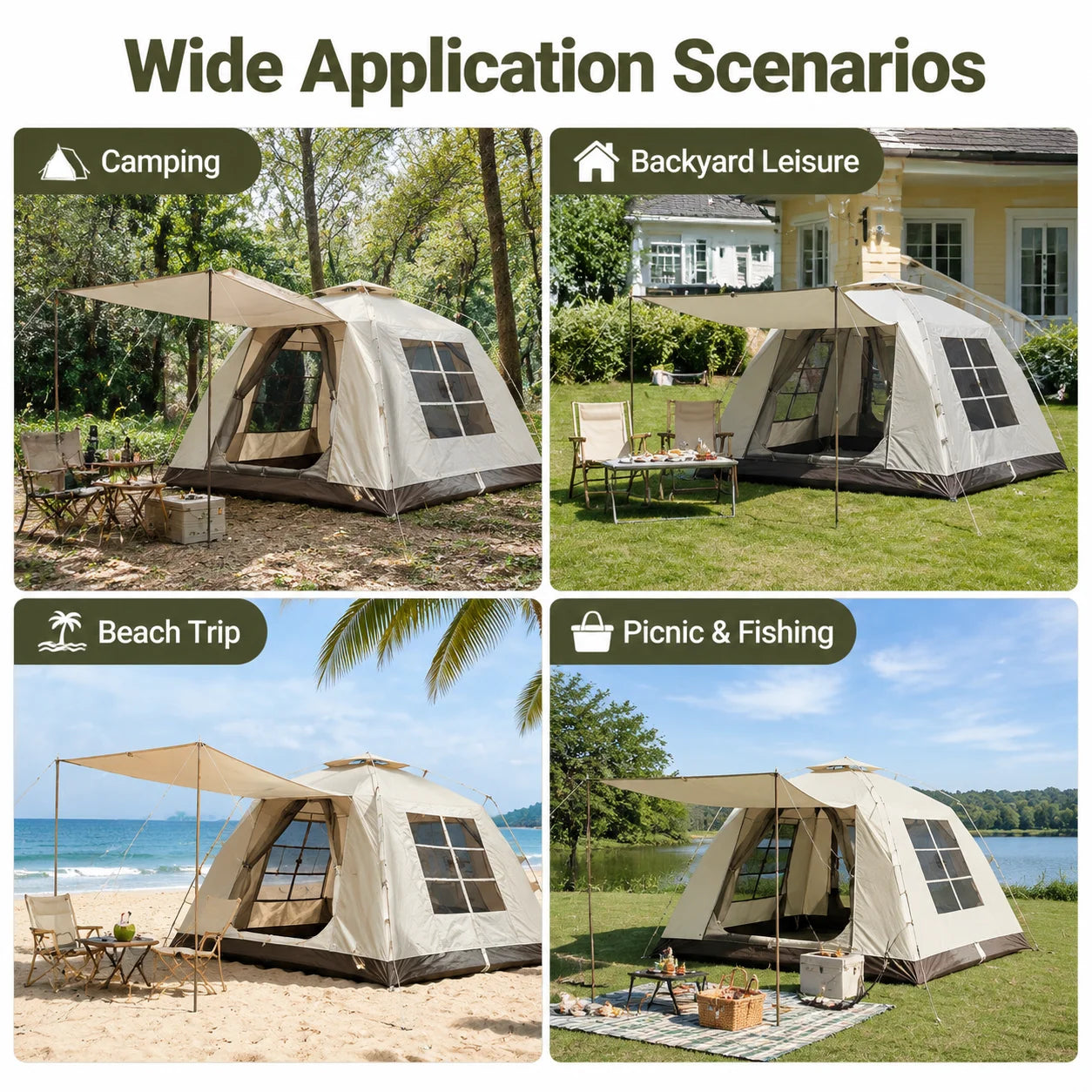 Inflatable Camping Tent for Family Outdoor Travel Waterproof Air Tube Tent Portable Glamping Tent with Pump