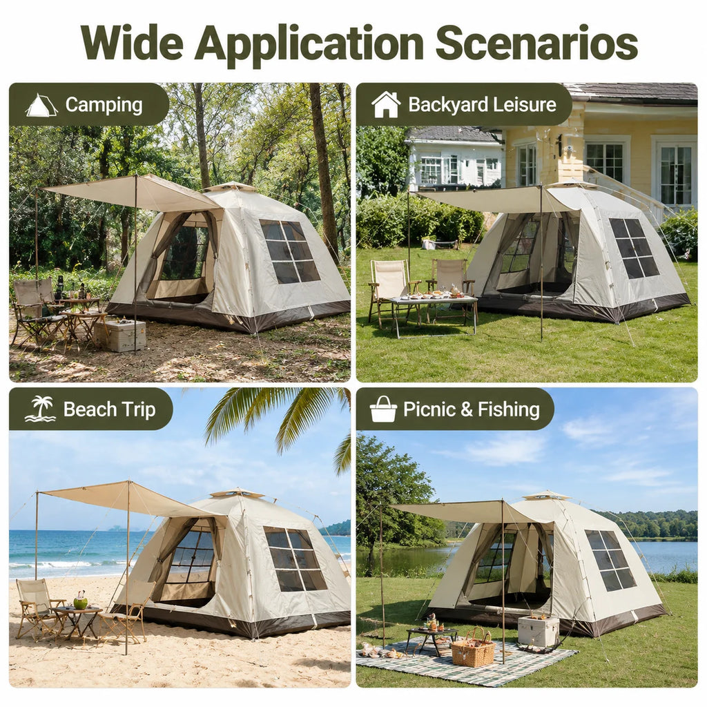 Inflatable Camping Tent for Family Outdoor Travel Waterproof Air Tube Tent Portable Glamping Tent with Pump