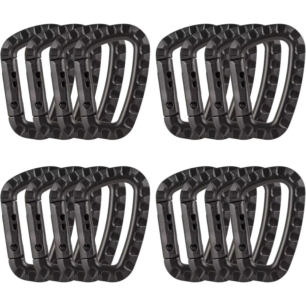 4/8/16pcs Tactical Plastic Carabiner Clip Keychain D-Shape Hard Spring Snap Gear Hook Outdoor Camping Hiking EDC Tools