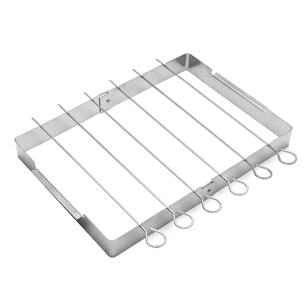 Creative BBQ Skewer Rack Set Stainless Steel Foldable BBQ Grill Rack Sturdy Grill Skewers Outdoor Grill Tools Birthday Party