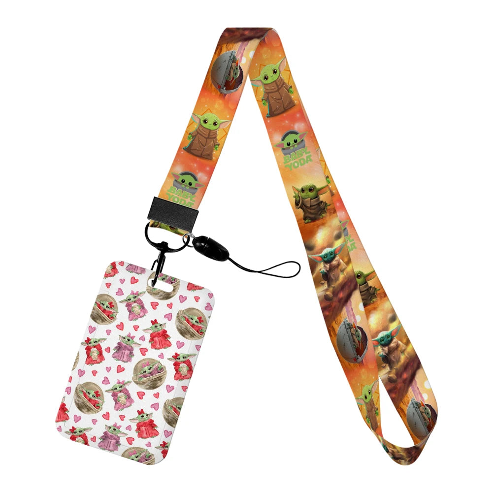 Cartoon Yoda Disney Card Holder Lanyards Minnie Card Holders Neck Strap for Keychain Kids Door Badge Holder Boy Girl Card Case