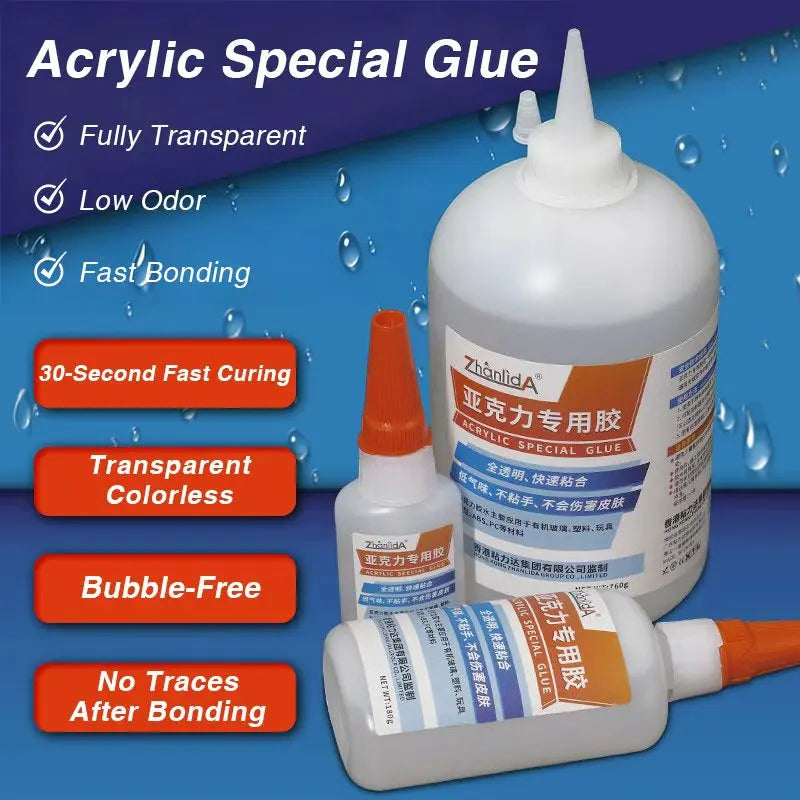 45g 180g 760g Transparent Traceless Zhanlida Acrylic Organic Glass Glue PMMA PC Endurance Board 30 Seconds Quick Drying Adhesive