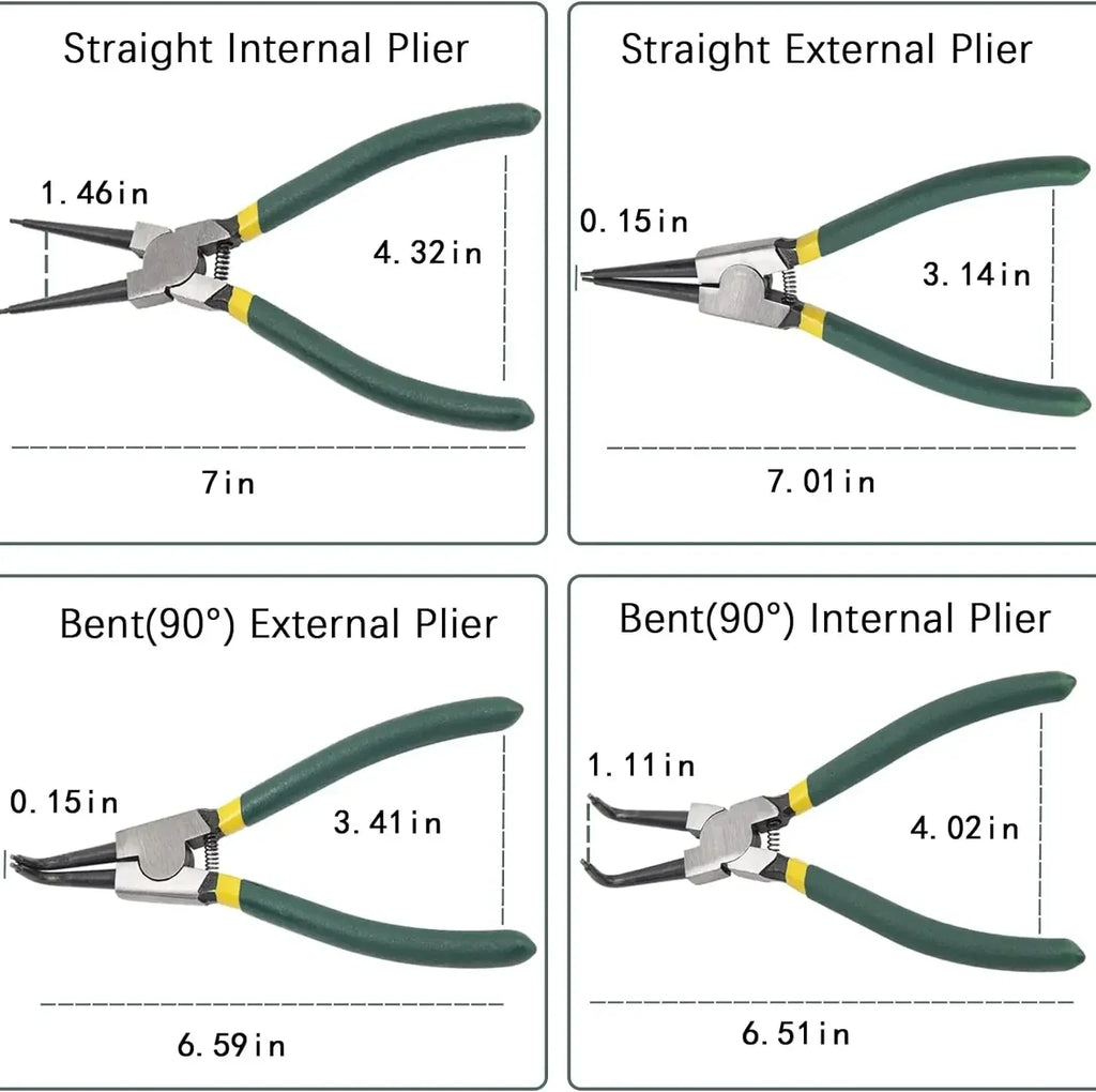 4 PCS Snap Ring Pliers Set With Storage Case 7 Inch Circlip Pliers Kit for Snap Ring Removal Tool Retaining