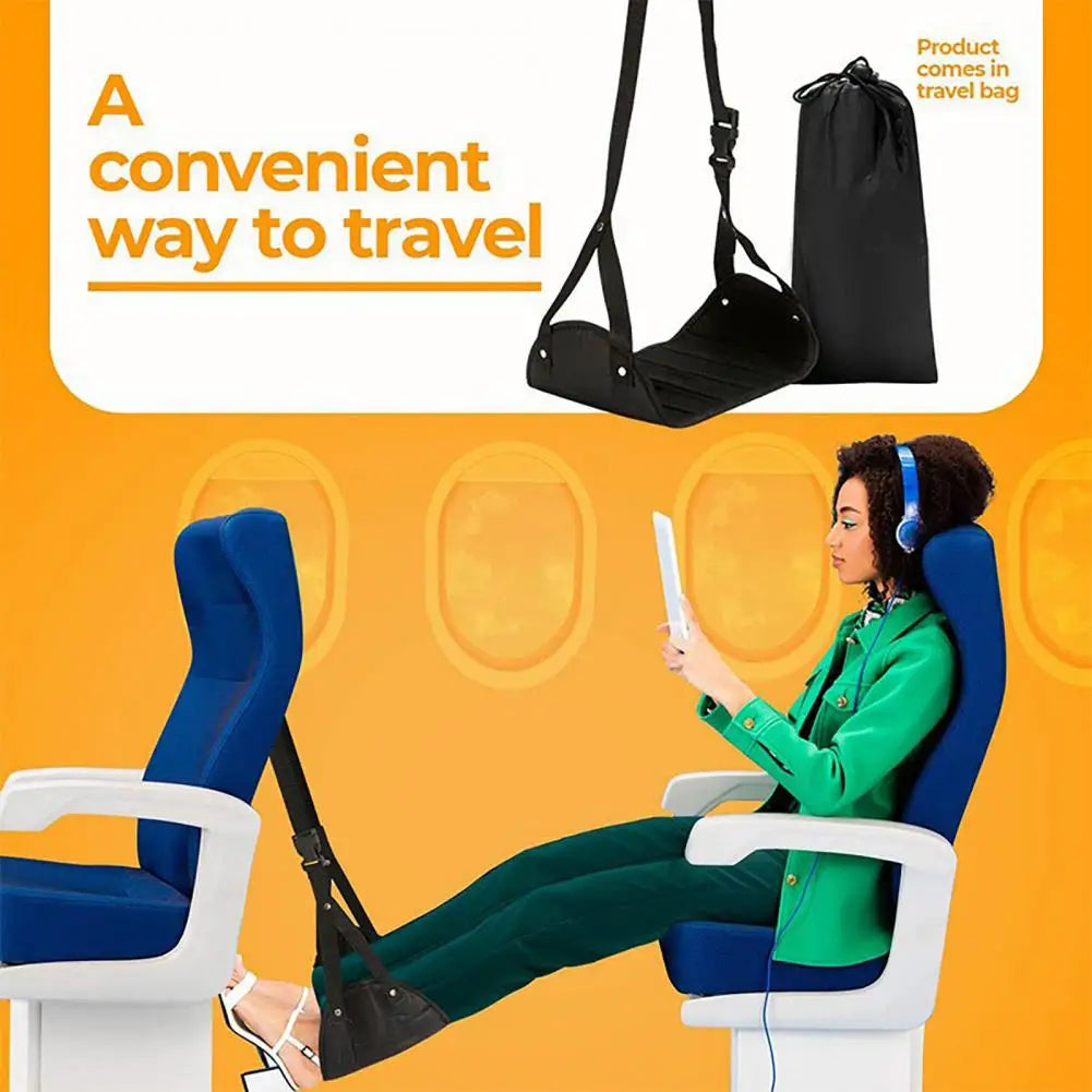 Foot Hammock For Airplane Travel Portable Sponge Foot Rest With Adjustable Straps Memory Foam Airplane Foot Hammock For Travel