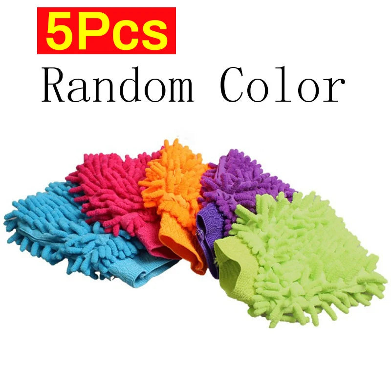Microfiber Car Wash Gloves Ultra Absorbent Washing Cars Sponge Auto Gloves Scratch Free Microfiber Auto Cleaning Tools 1/3/5pcs