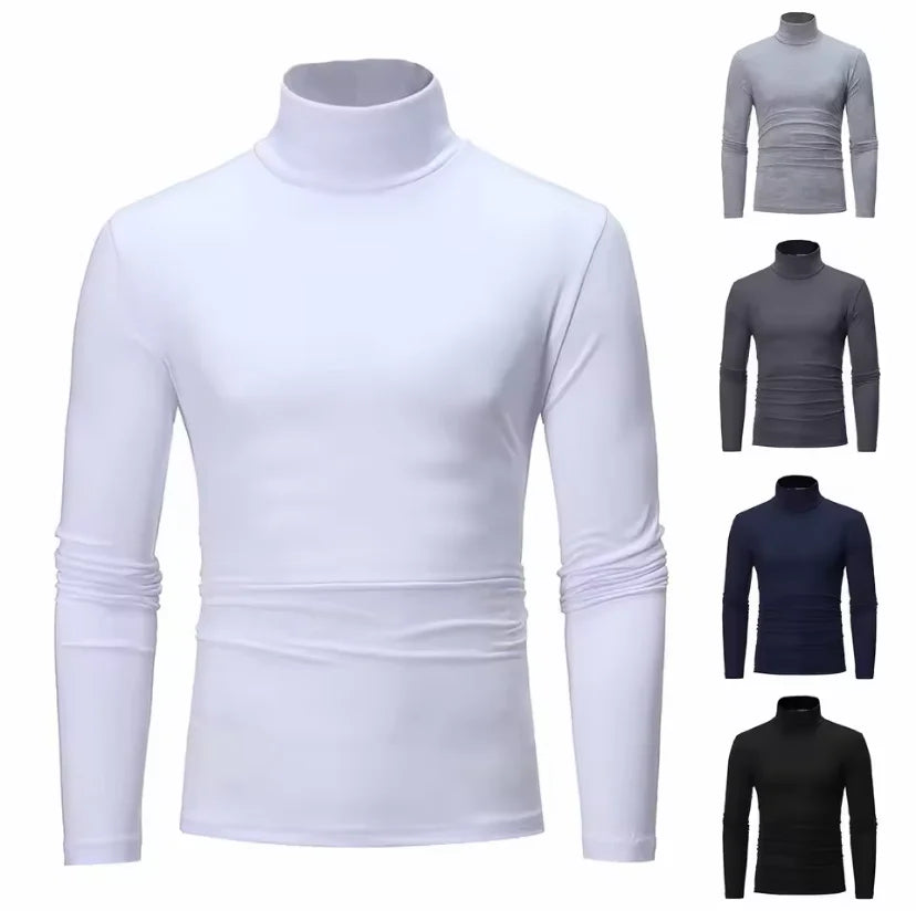 Thermal Underwear Tops Men Winter Clothes Thermal Shirt Autumn Men's Winter Tights High Neck Thin Slim Fit Long Sleeve T-shirt ﻿