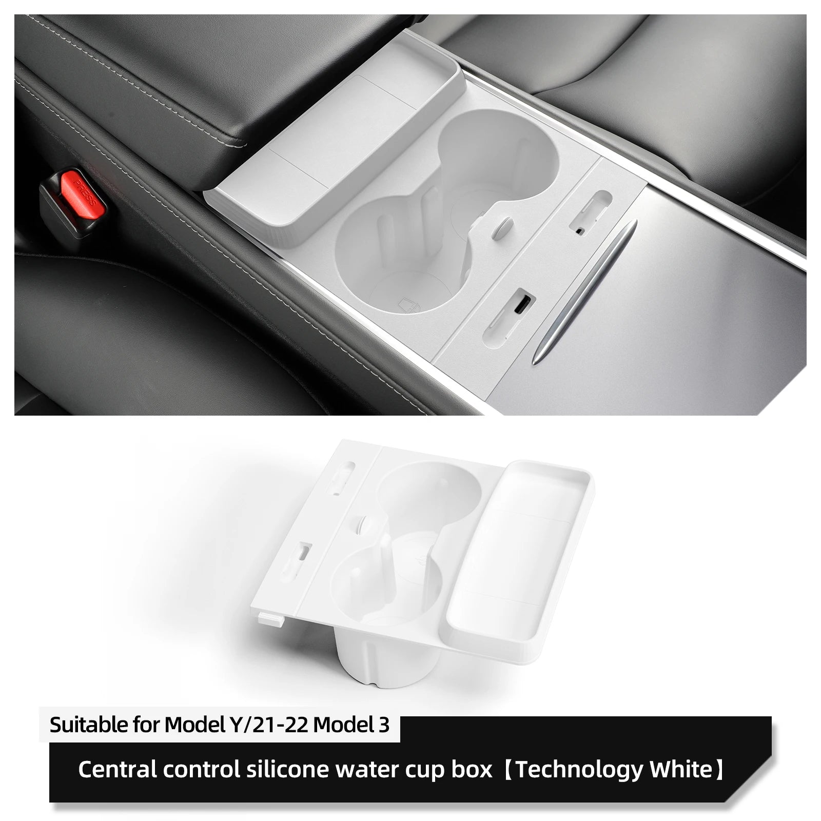 For Tesla Model Y Multifunctional Water Cup Holder Central Control Storage Box Model3 Drinks Holder Storage Tray Car Accessories
