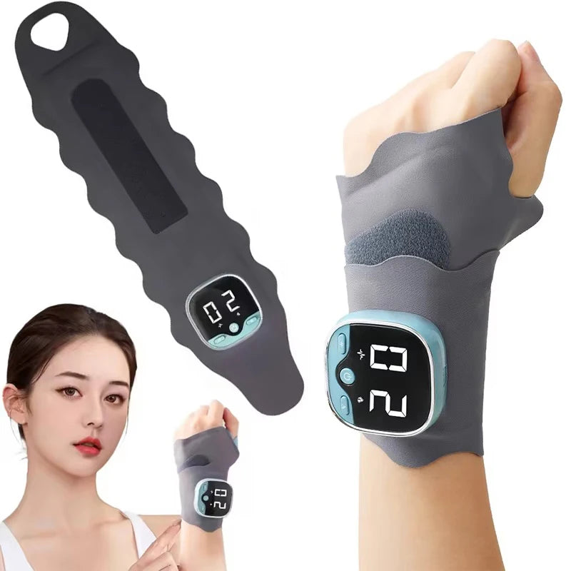 Cordless Wrist Massager USB Rechargeable Wrist Brace Wrap with Massage for Wrist Carpal Tunnel Fatigue Relief for Home Office