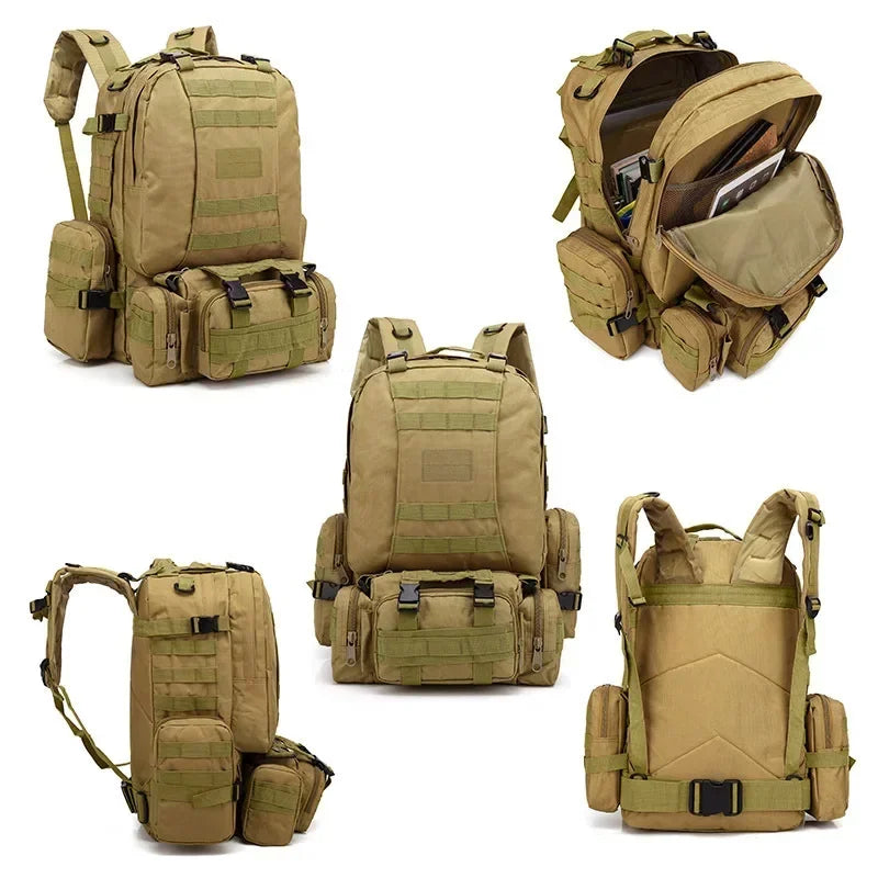 50L Tactical Backpack Men Waterproof 4 In1 Molle Sport Tactical Bag Outdoor Hiking Climbing Army Fishing Travel Laptop Backpacks