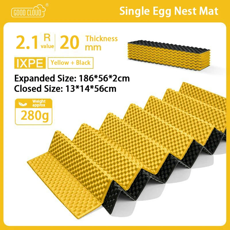 IXPE Aluminum Film Egg Nest Mat Foldable Waterproof Camping Mat for 1-2 Person Hiking Travel Backpacking Widen Tent Sleeping Pad