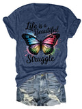 Women's plus size vest Life Is A Beautiful Struggle Suitable for sports and daily wear womens clothes summer casual shirts