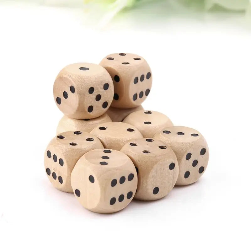 10Pcs Wooden 6 Sided D6 Faces 14mm Digital Number Cubes Round Corner For Kid Educational DIY Board Games R66E
