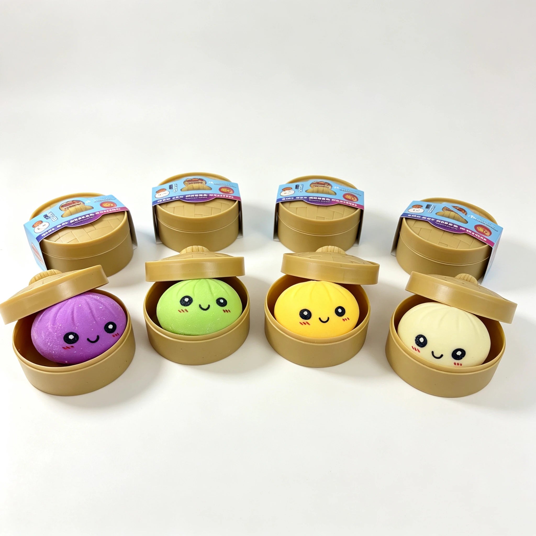 Random Colorful Dumpling with Box Squishy Cute Bun for Adult PU Simulation Small Steamer Squeeze Entertainment Stres Relief Gift