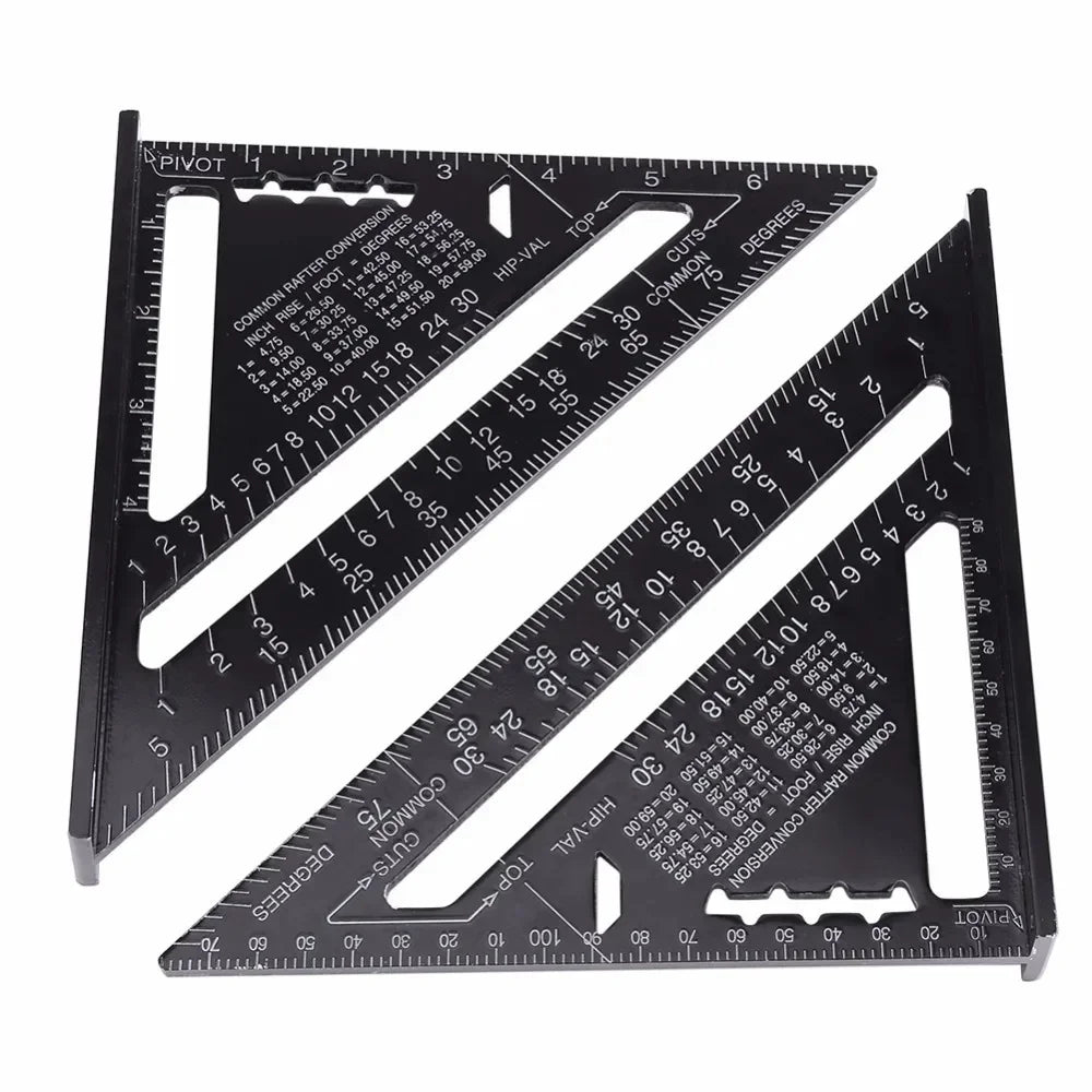 Percision Carpentry Tool 7''/12" Metal Carpenter Square Aluminum Alloy Protractor Miter Line Scriber Saw Guide Woodworking Tools