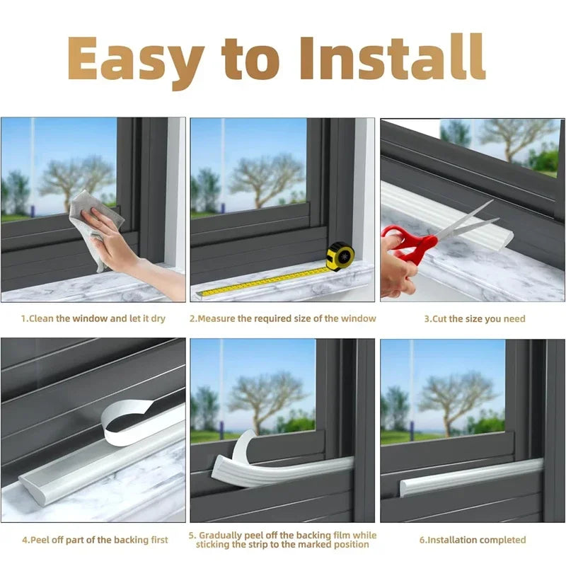 4M Wedge-Shape Foam Weather Stripping Door Seal Strip self-adhesive high density PU weatherstrip Gap Filler for Doors Frame